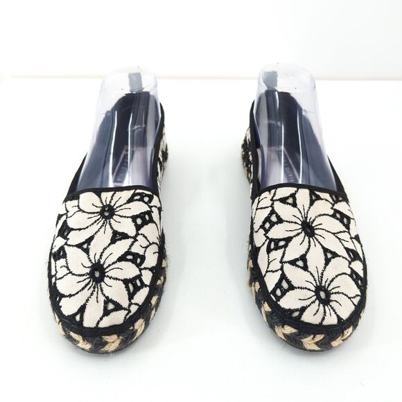 Alice + Olivia Women EU 39 Bradley Espadrilles Sneakers White Black Floral Slip - Picture 4 of 9